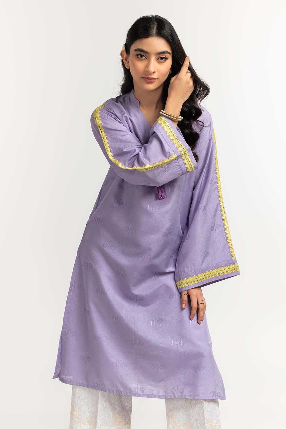 Dyed Self Jacquard Embroidered Shirt GLS-24-42