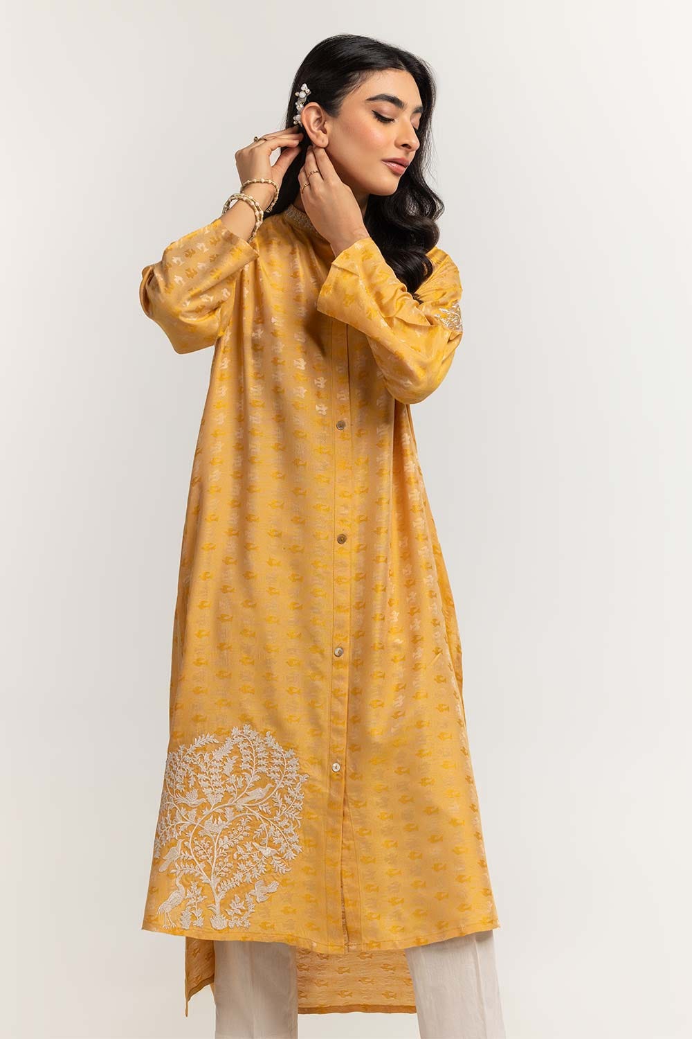 Dyed Self Jacquard Embroidered Shirt GLS-24-46