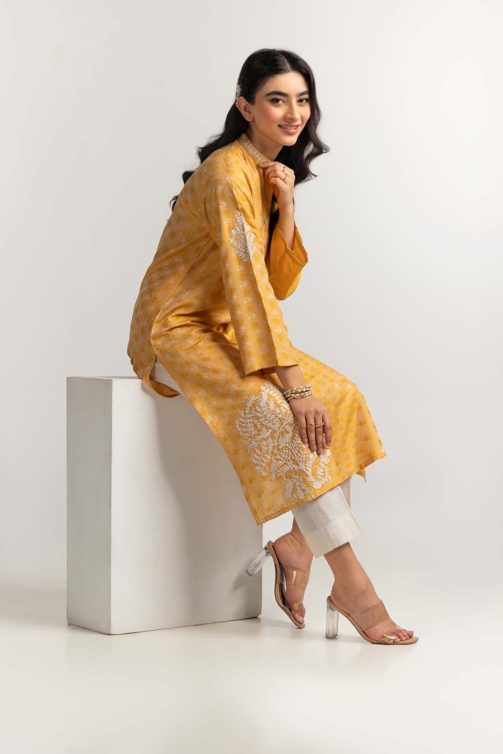 Dyed Self Jacquard Embroidered Shirt GLS-24-46