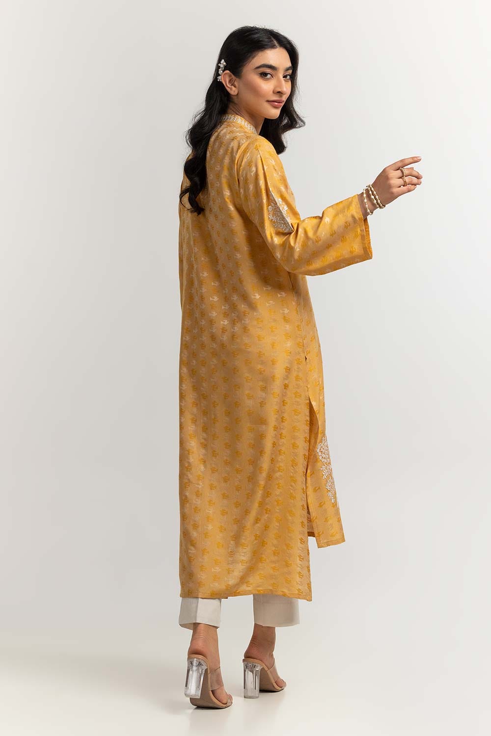 Dyed Self Jacquard Embroidered Shirt GLS-24-46
