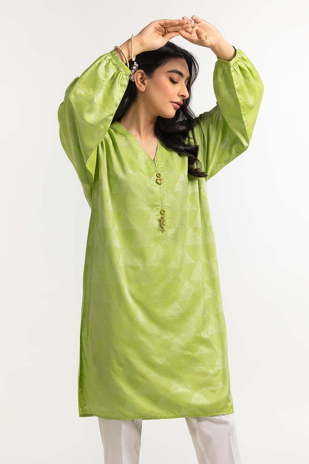 Dyed Self Jacquard Embelished Shirt GLS-24-47