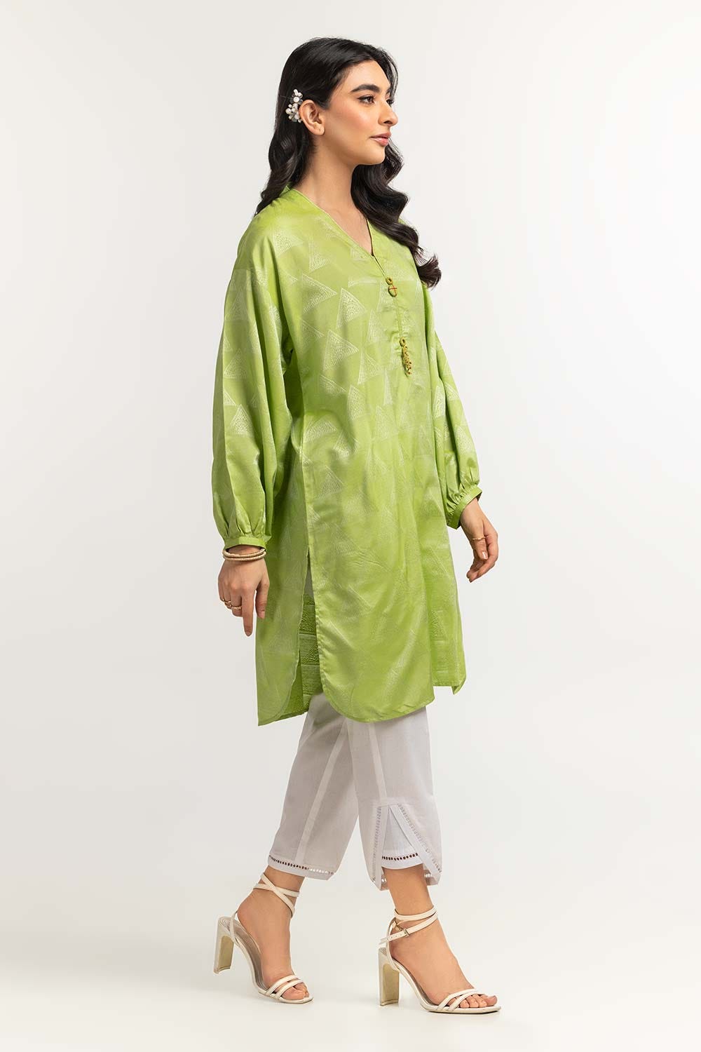 Dyed Self Jacquard Embelished Shirt GLS-24-47