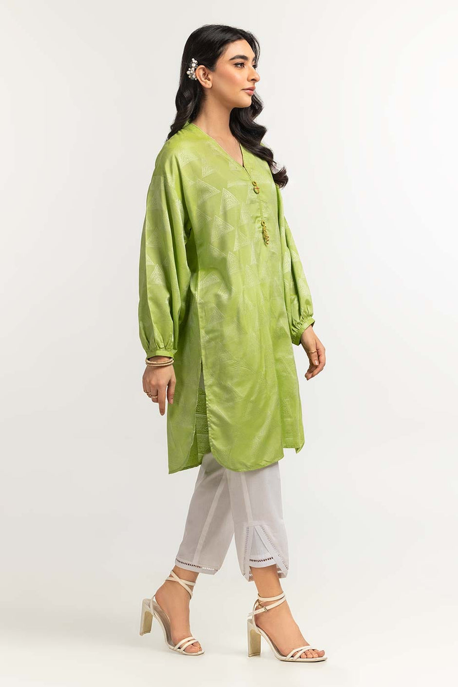 Dyed Self Jacquard Embelished Shirt