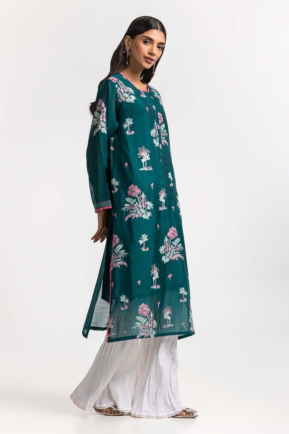 Dyed Cottonsilk Embroidered Shirt GLS-24-73