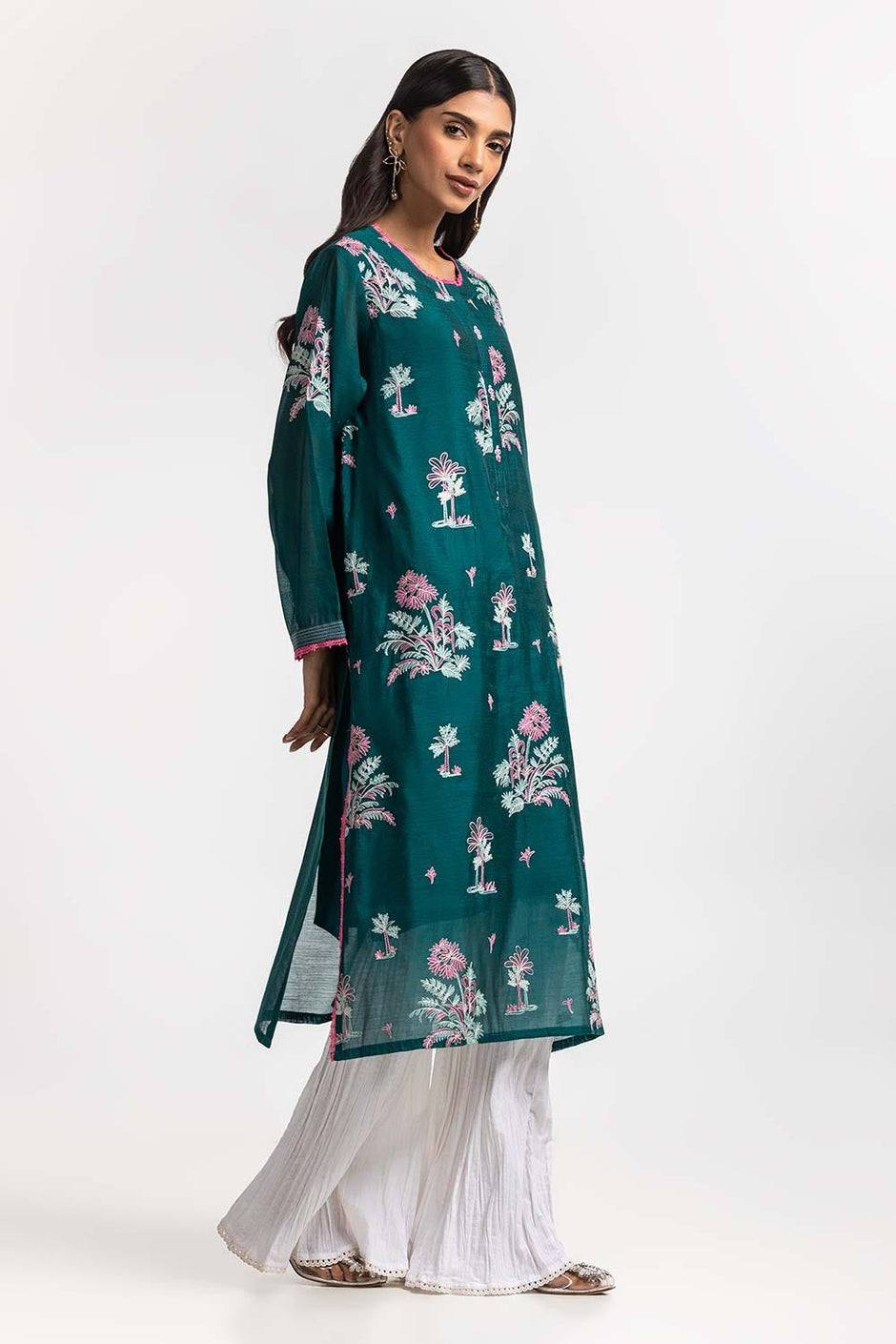 Dyed Cottonsilk Embroidered Shirt