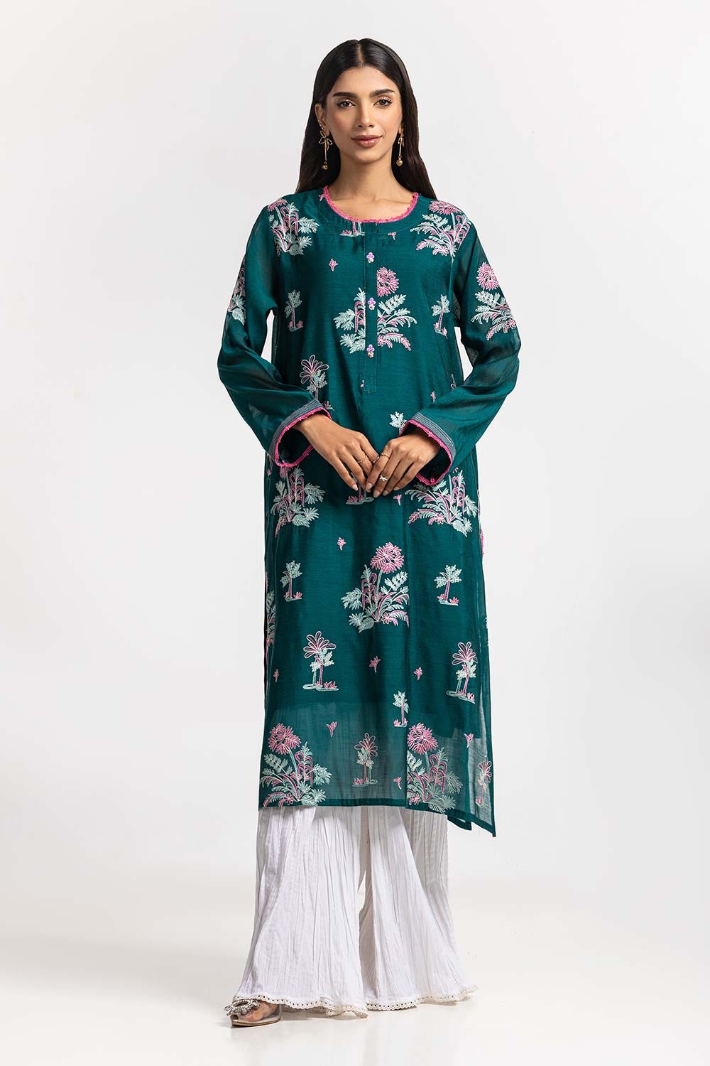 Dyed Cottonsilk Embroidered Shirt GLS-24-73