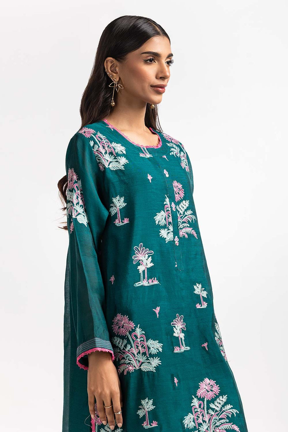 Dyed Cottonsilk Embroidered Shirt