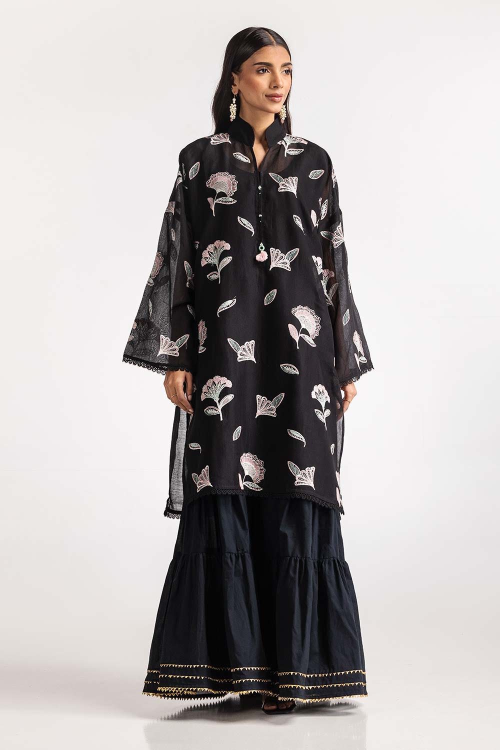 Dyed Cottonsilk Embroidered Shirt GLS-24-78