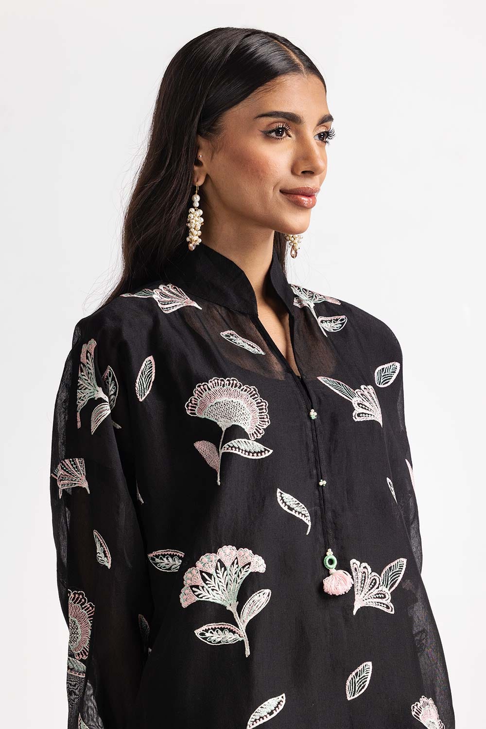 Dyed Cottonsilk Embroidered Shirt GLS-24-78