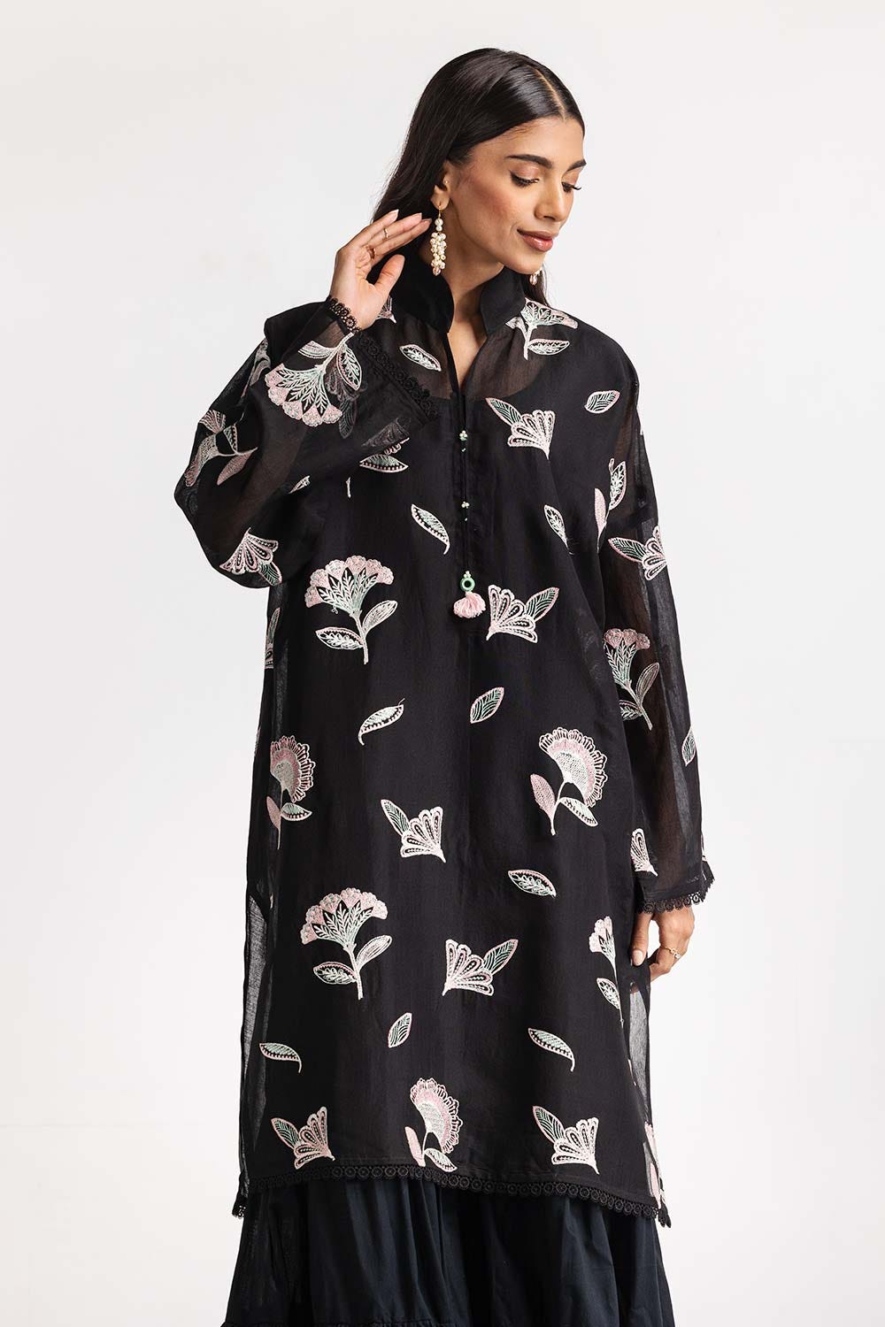 Dyed Cottonsilk Embroidered Shirt GLS-24-78