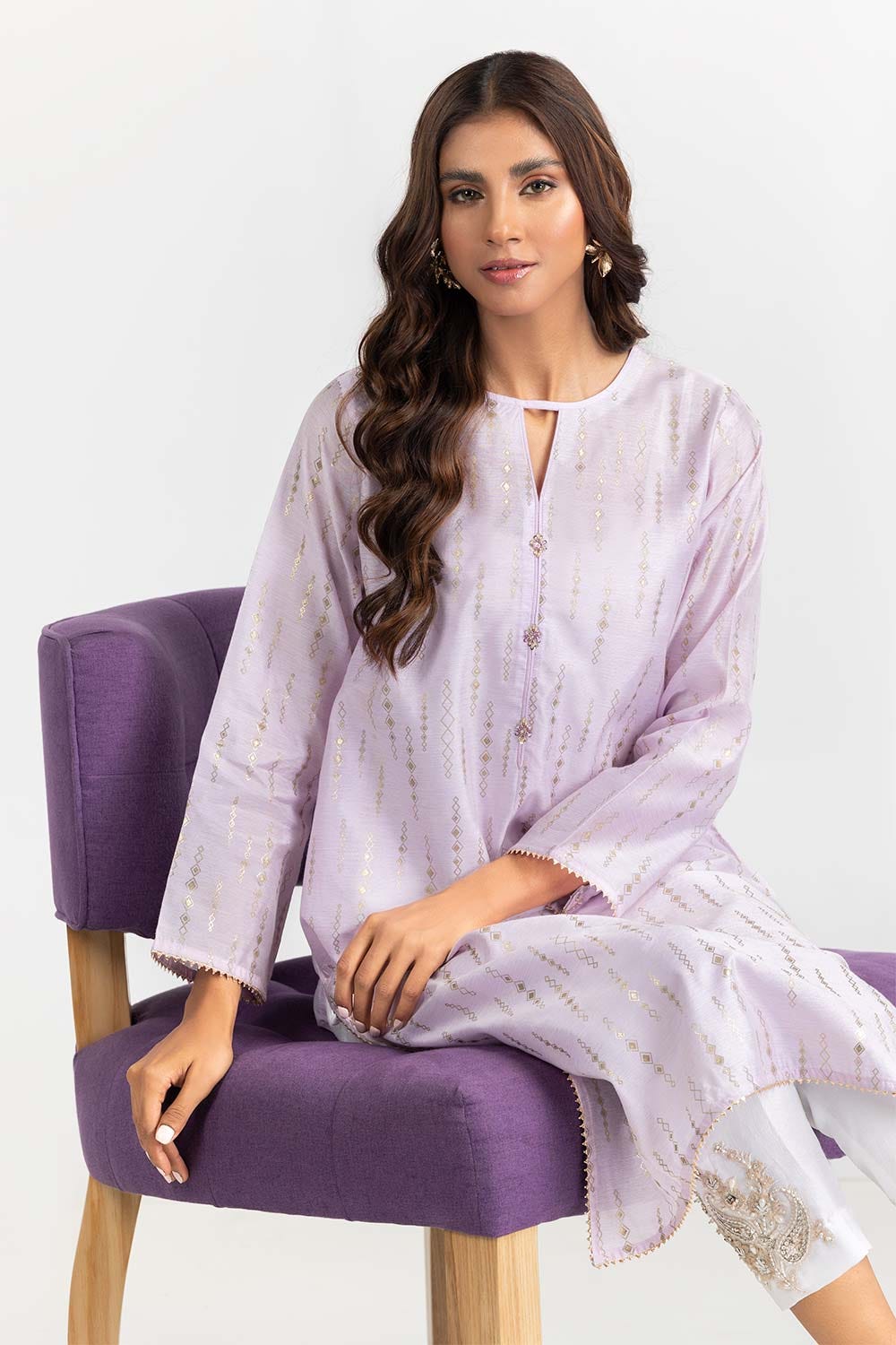 Foil Print Slub Shirt GLW-22-60