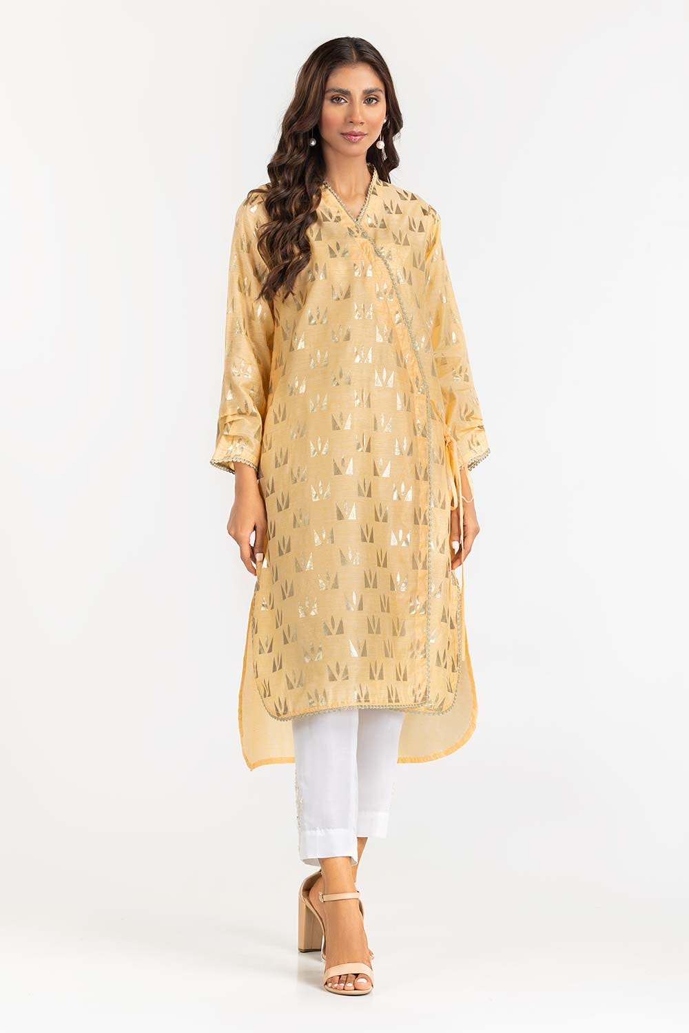 Foil Print Slub Shirt GLW-22-63