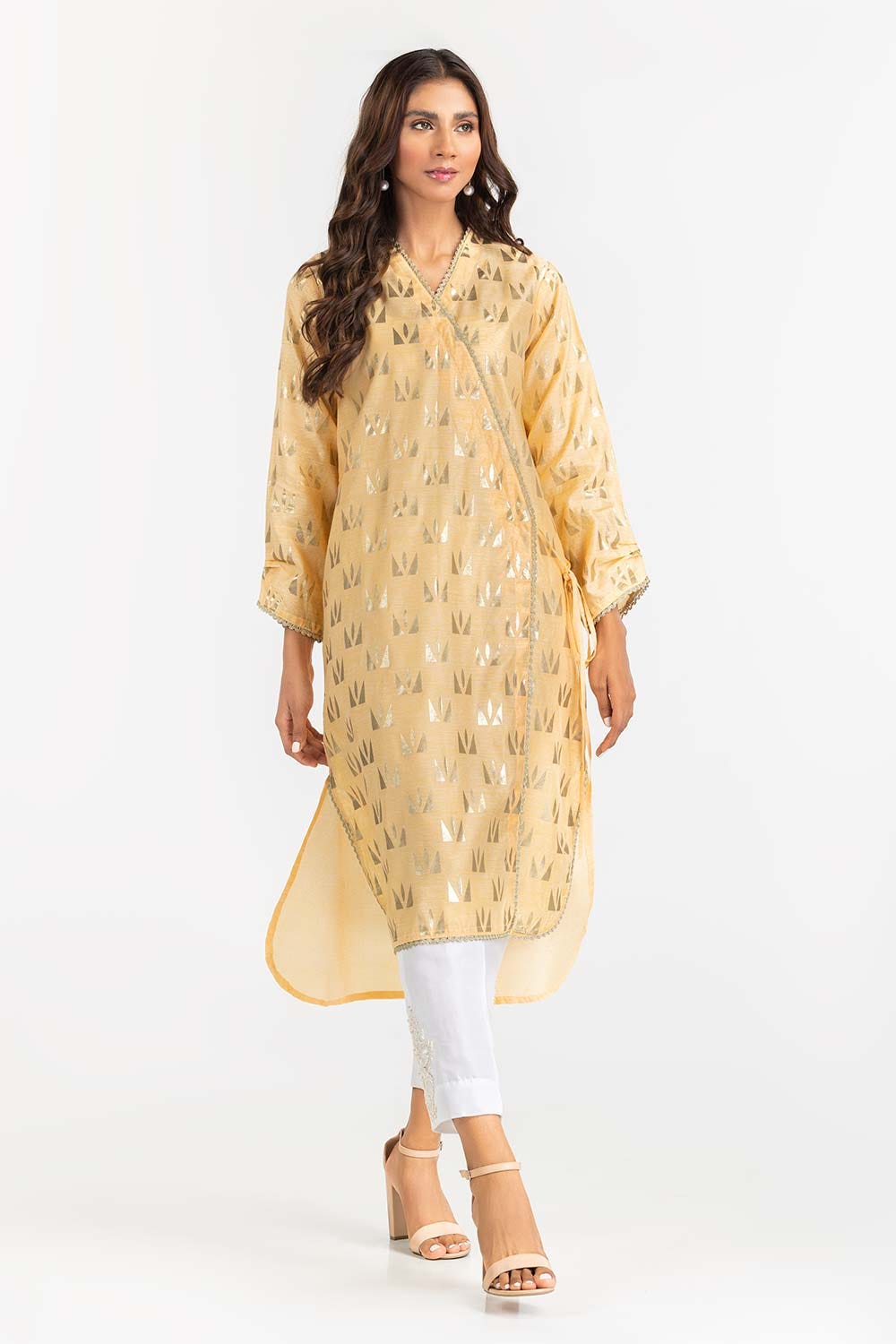 Foil Print Slub Shirt GLW-22-63