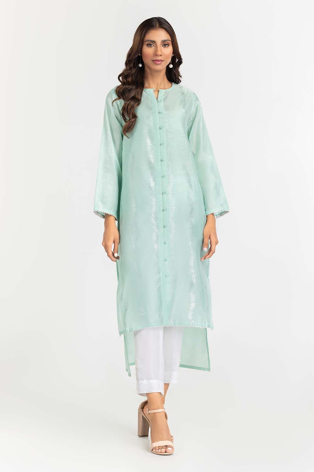 Foil Print Slub Shirt GLW-22-66