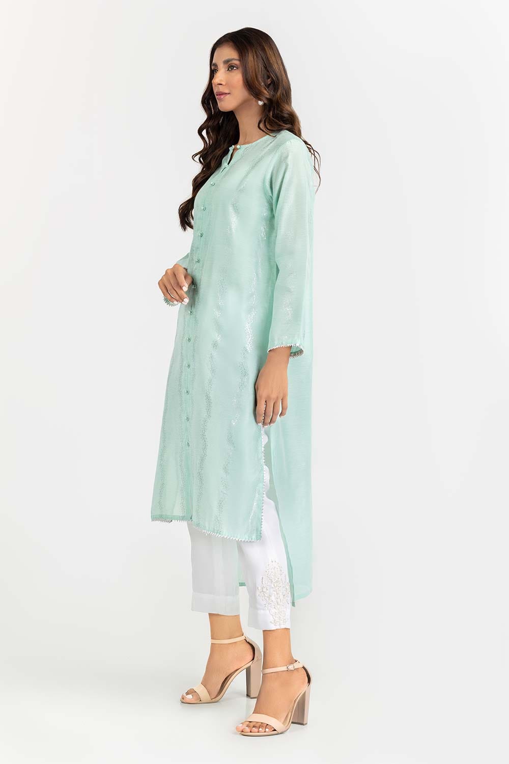 Foil Print Slub Shirt GLW-22-66