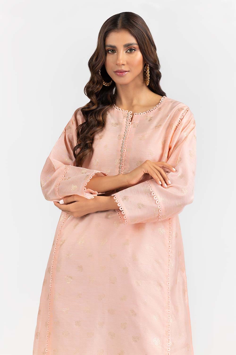 Foil Print Slub Shirt GLW-22-67