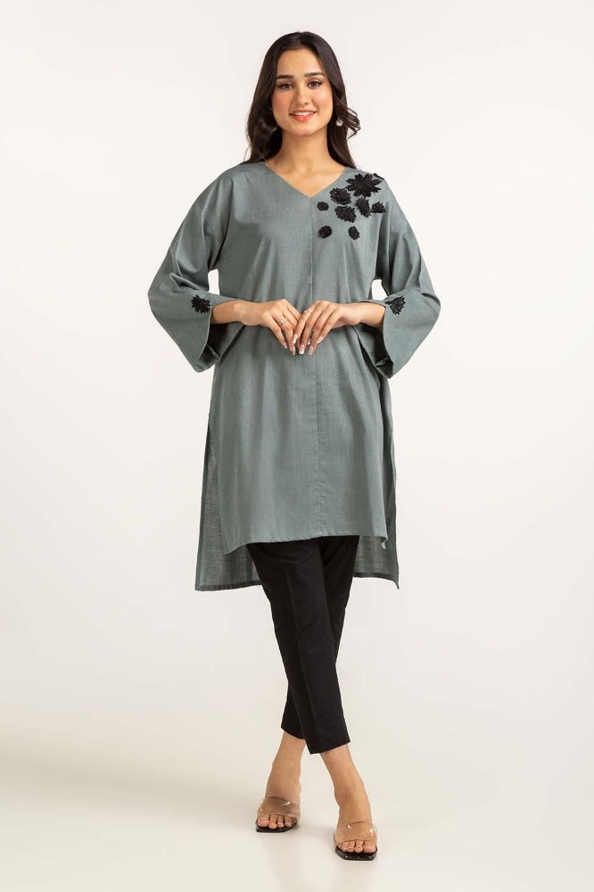 Dyed Cotton Yarn Dyed Embroidered Shirt GLW-23-101
