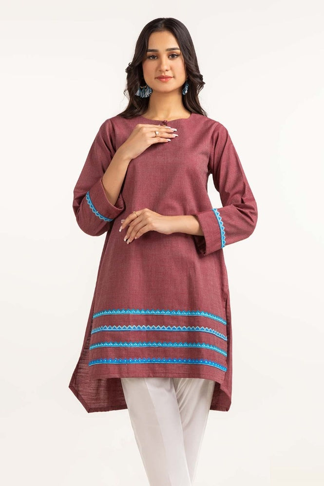 Dyed Yarn Cotton Embroidered Shirt