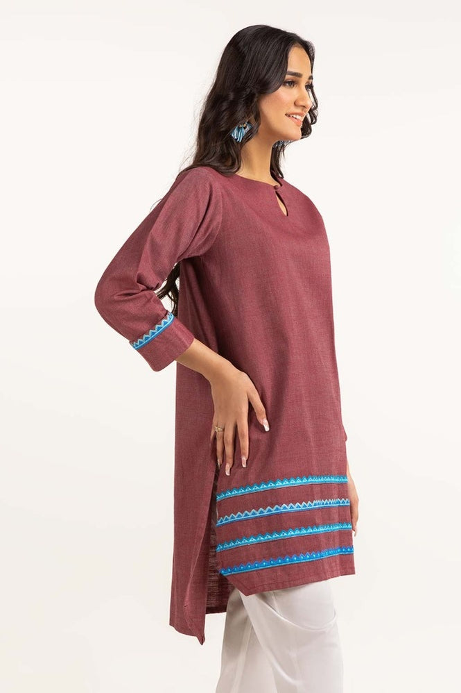 Dyed Yarn Cotton Embroidered Shirt