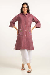 Dyed Yarn Cotton Embroidered Shirt Glw-23-33