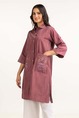 Dyed Yarn Cotton Embroidered Shirt Glw-23-33