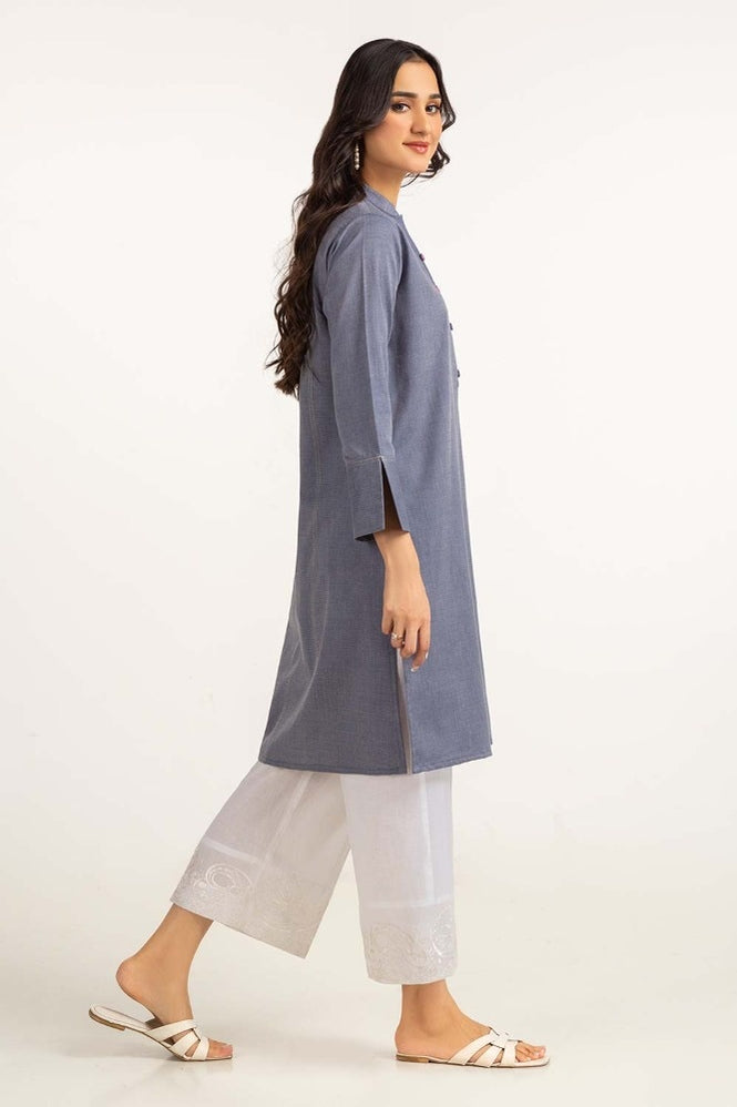 Dyed Cotton Yarn Dyed Embroidered Shirt