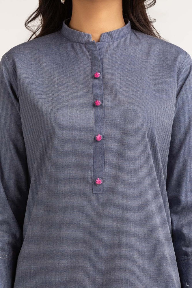 Dyed Cotton Yarn Dyed Embroidered Shirt