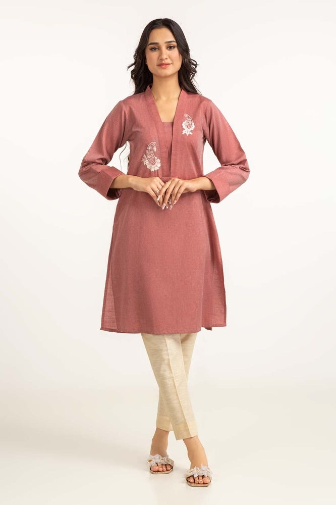 Dyed Cotton Yarn Dyed Embroidered Shirt GLW-23-37