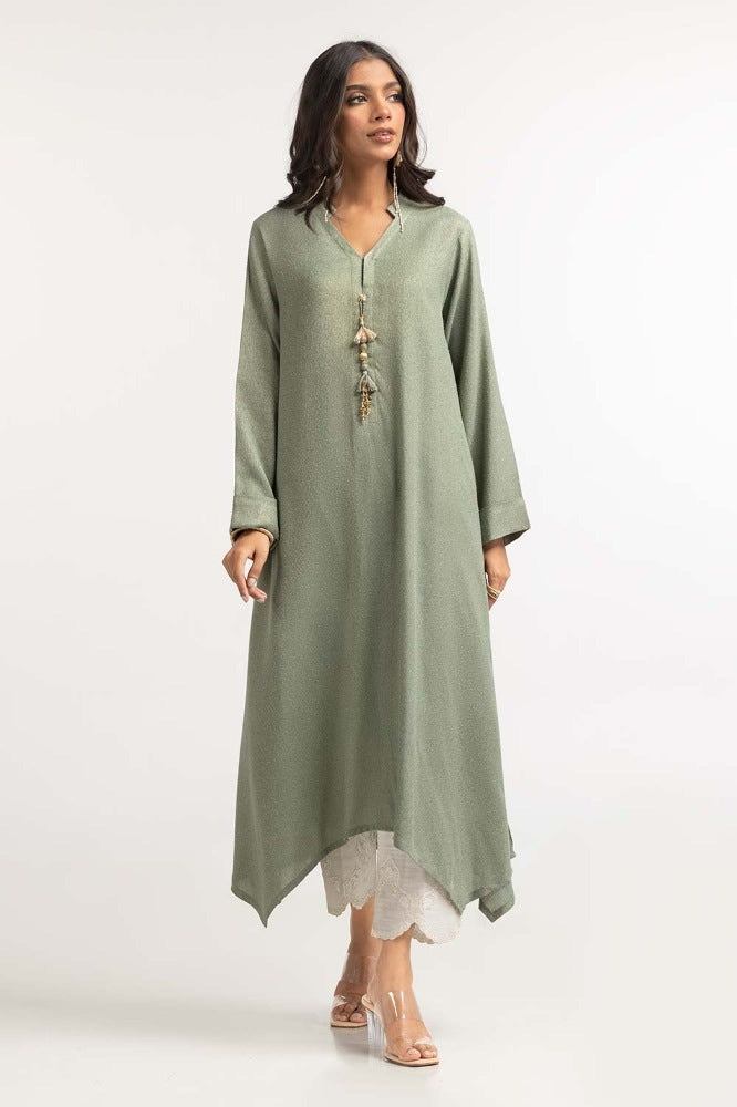 Dyed Moonlight Acrylic Viscose Embelished Shirt