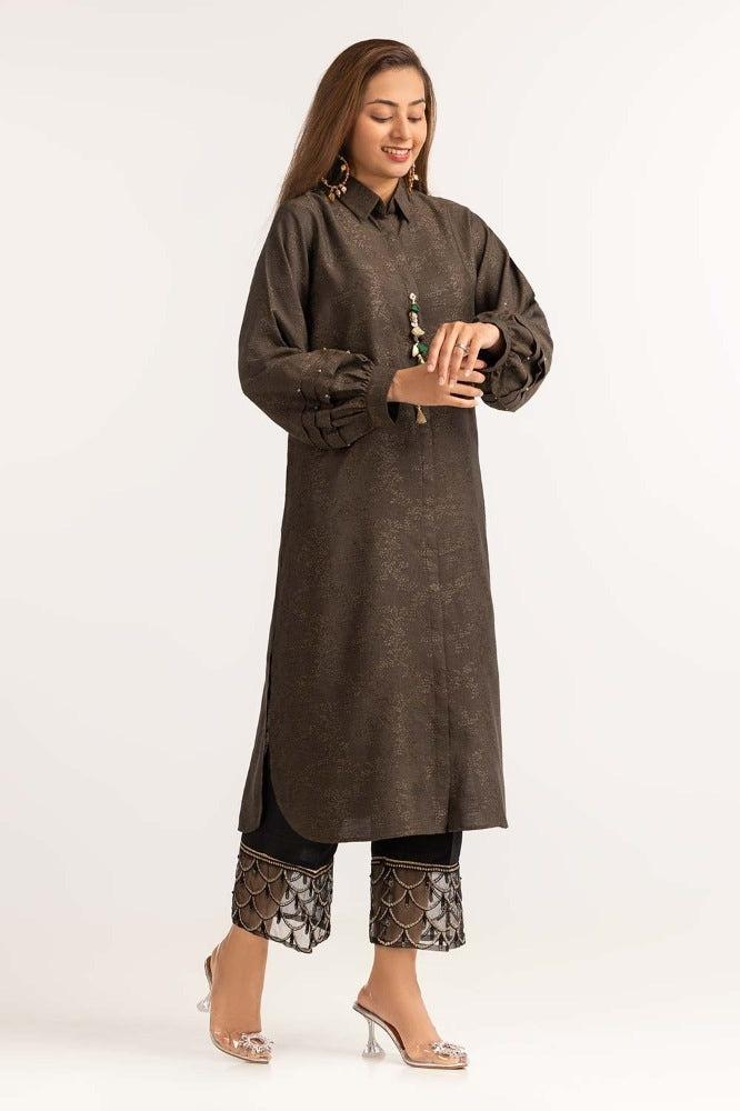 Dyed Jacquard Embellished Shirt GLW-23-49