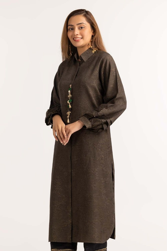 Dyed Jacquard Embellished Shirt GLW-23-49