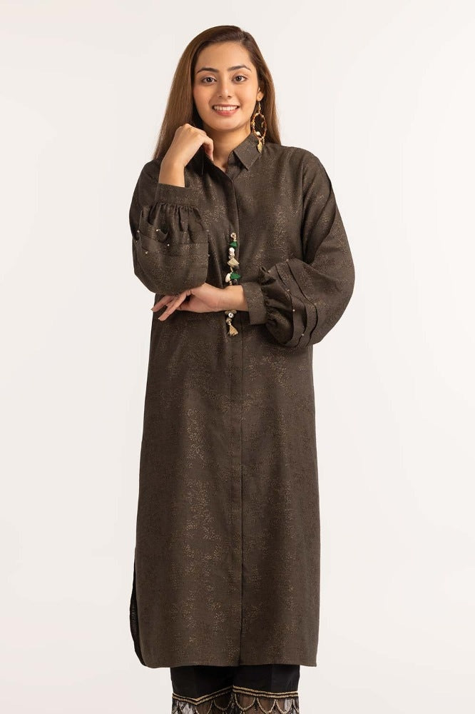 Dyed Jacquard Embellished Shirt GLW-23-49