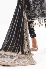 3 Piece Unstitched Zari Embroidered Lawn Suit with Gold Lacquer Printed Lawn Dupatta  CL-52407