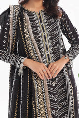 3 Piece Unstitched Zari Embroidered Lawn Suit with Gold Lacquer Printed Lawn Dupatta  CL-52407