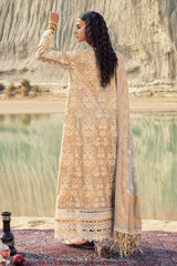 3 Piece Unstitched Gold and Lacquer Printed Lawn Suit CL-52358-A