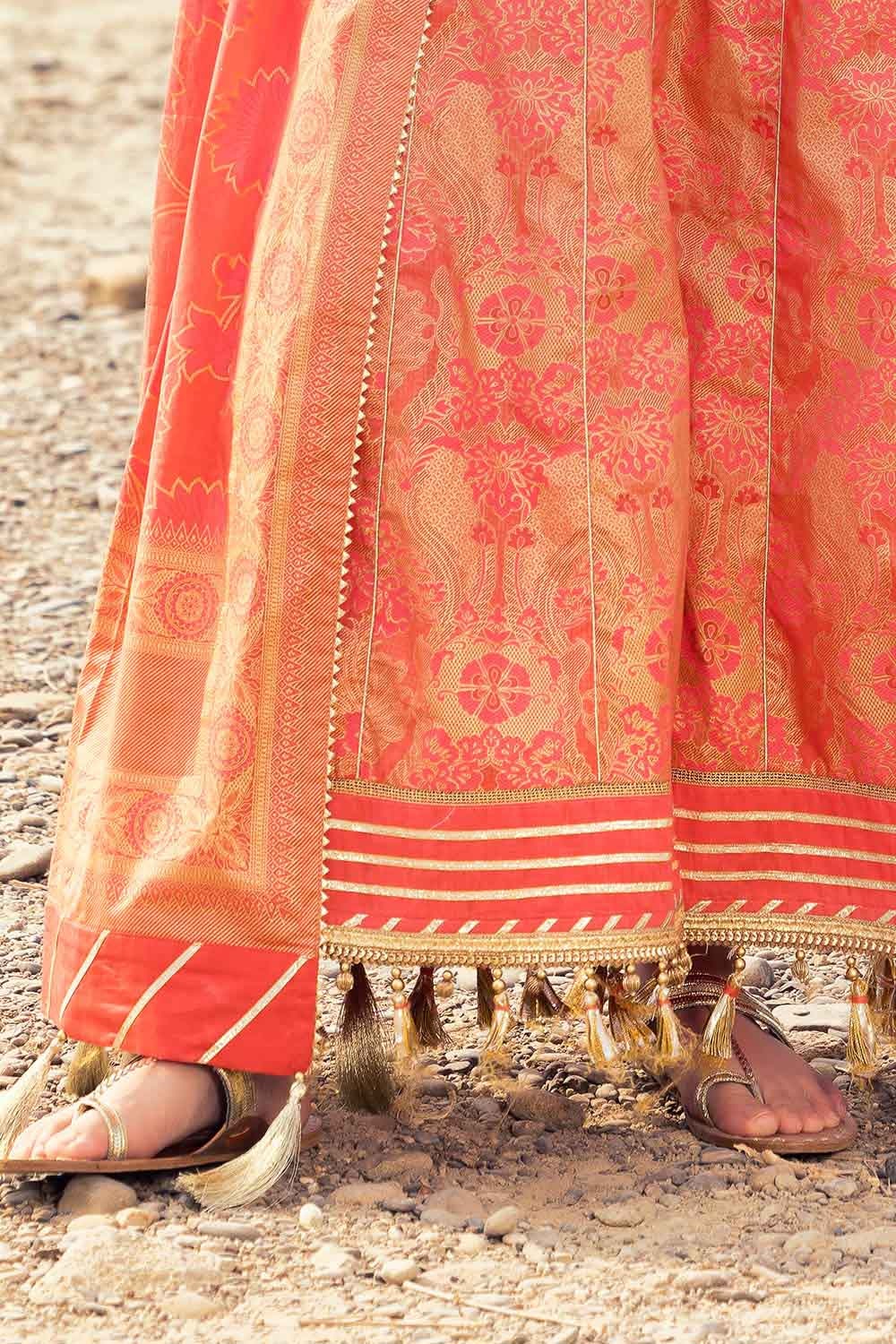 3 Piece Unstitched Gold and Lacquer Printed Lawn Suit CL-52358-B