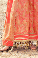 3 Piece Unstitched Gold and Lacquer Printed Lawn Suit CL-52358-B