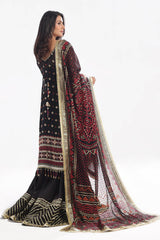 3 Piece Unstitched Embroidered Chiffon Suit with Gold Lacquer Embroidered Printed Chiffon Dupatta BM-52011