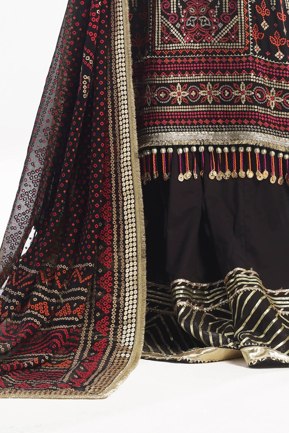 3 Piece Unstitched Embroidered Chiffon Suit with Gold Lacquer Embroidered Printed Chiffon Dupatta BM-52011