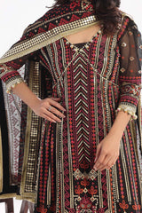 3 Piece Unstitched Embroidered Chiffon Suit with Gold Lacquer Embroidered Printed Chiffon Dupatta BM-52011