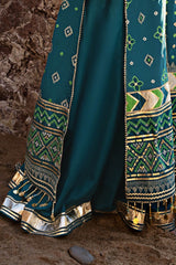 3 Piece Unstitched Embroidered Lawn Suit with Gold Lacquer Embroidered Printed Chiffon Dupatta BM-52025