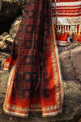 3 Piece Unstitched Zari Embroidered Lawn Suit with Gold Lacquer Printed Lawn Dupatta  CL-52443