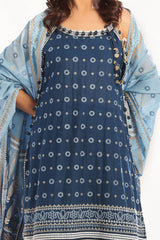 3 Piece Unstitched Zari Embroidered Lawn Suit with Gold Lacquer Printed Lawn Dupatta  CL-52444