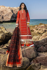 3 Piece Unstitched Zari Embroidered Lawn Suit with Gold Lacquer Printed Lawn Dupatta  CL-52443
