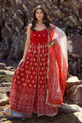 3 Piece Unstitched Zari Embroidered Lawn Suit with Gold Lacquer Printed Lawn Dupatta  CL-52442