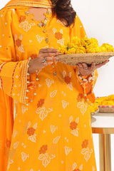 3 Piece Unstitched Gold Lacquer Printed Lawn Suit CL-52177 A