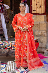 3 Piece Unstitched Gold Lacquer Printed Lawn Suit CL-52177 B