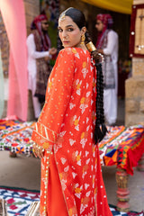 3 Piece Unstitched Gold Lacquer Printed Lawn Suit CL-52177 B