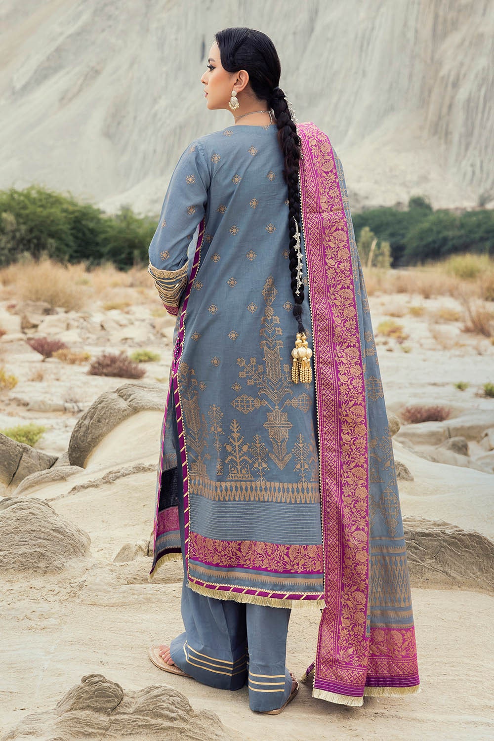 3 Piece Unstitched Gold Printed Lawn Suit CL-52119-A