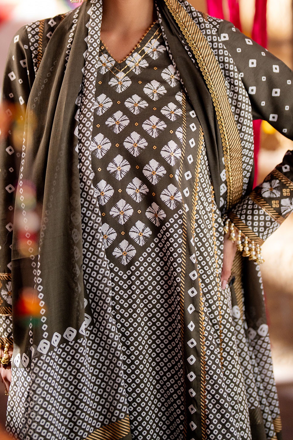3 Piece Unstitched Gold Printed Lawn Suit CL-52401 B